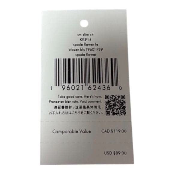 Kate Spade Spade Flower Slim Cardholder Wallet Blazer Blue Floral NWT $89 - Picture 4 of 5